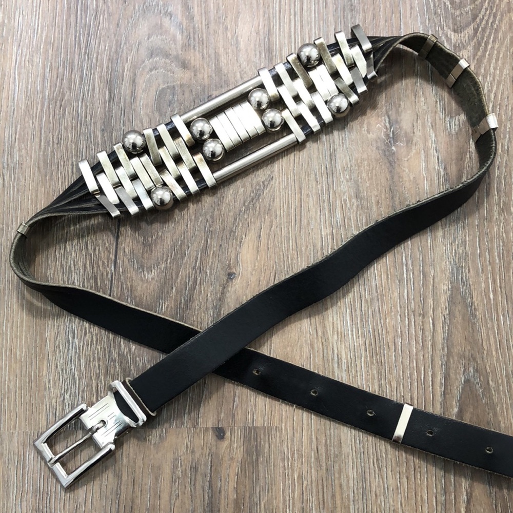 Vintage Black Leather Belt